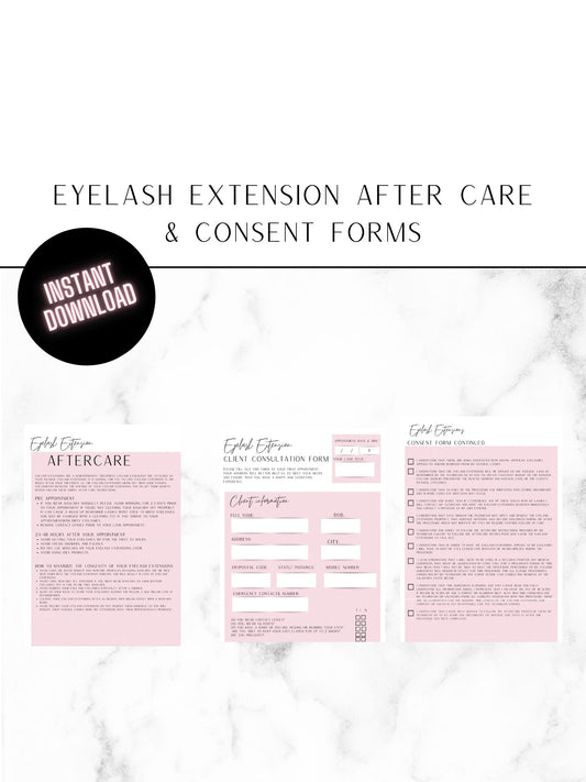 Eyelash Extension Aftercare & Consent Forms